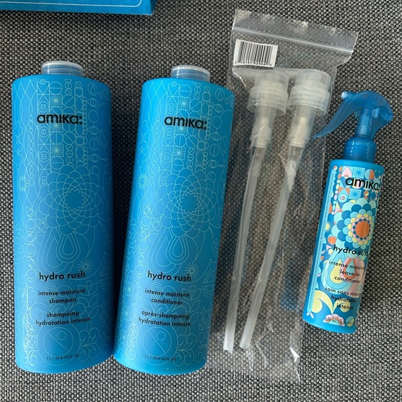 Amika Hydro Rush Intense Moisture Shampoo and Conditioner LITERS Leave-in. - Picture 2 of 9